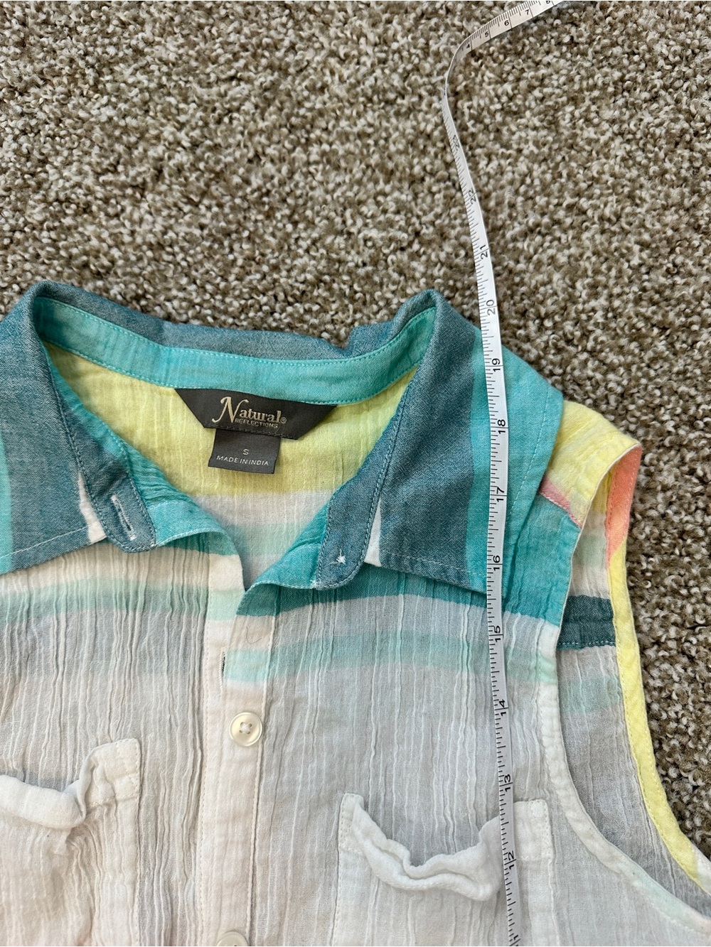 Colorful Sleeveless Button-Front Striped Tie-Hem Top - Picture 5 of 5